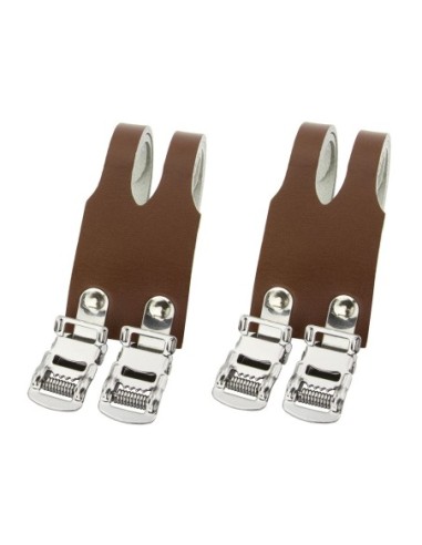 Leather Double Toe Straps Brown.